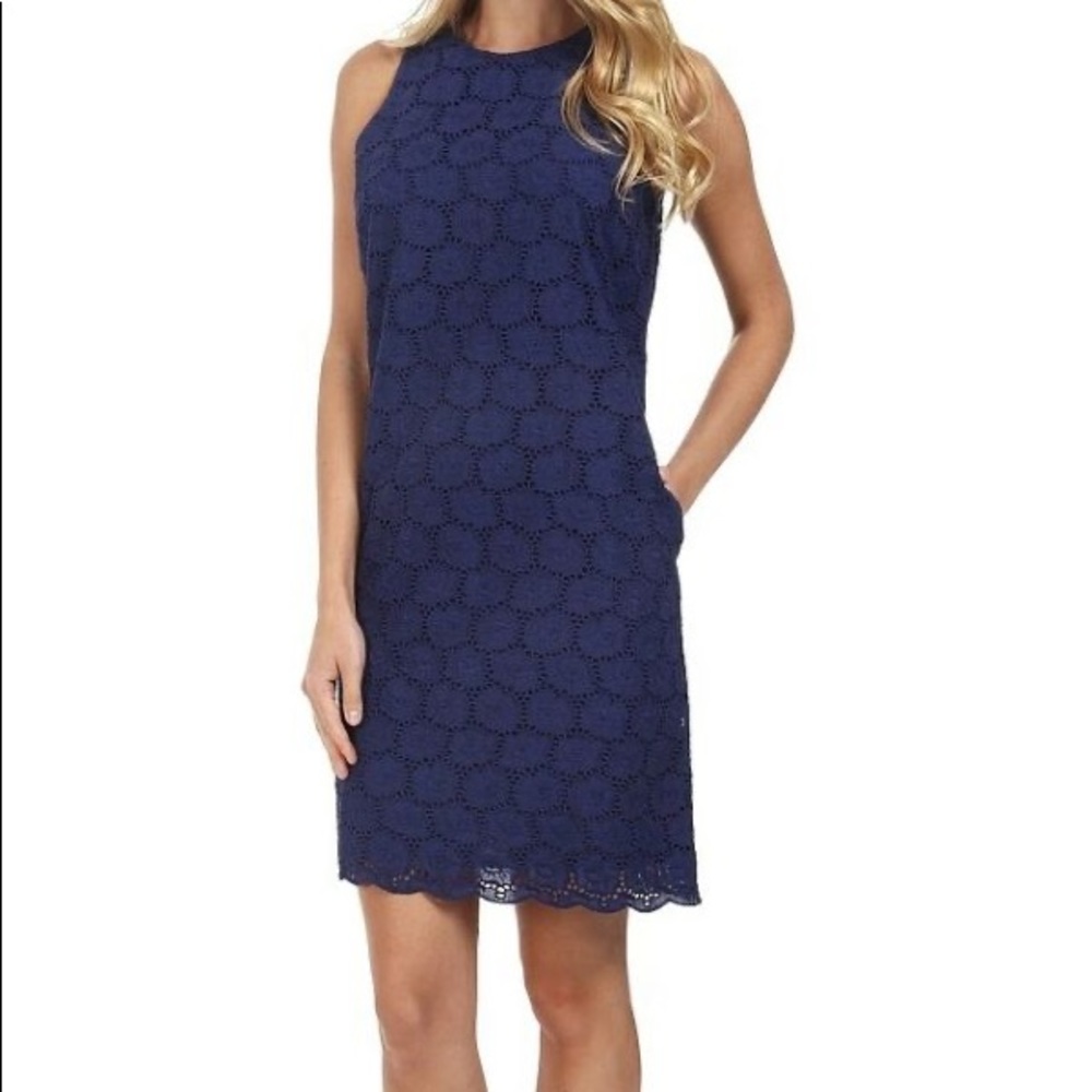 Tommy Bahama Sleeveless Blue Lace Shift Dress